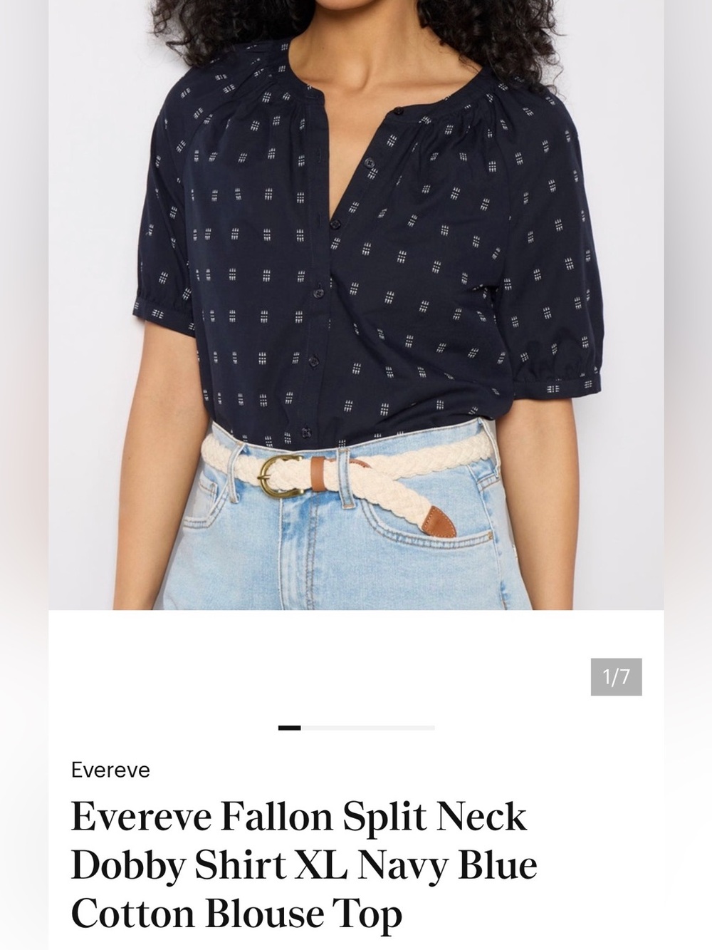 Evereve Fallon Split Neck Dobby Shirt -Size L